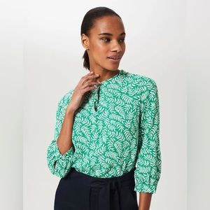 HOBBS LONDON Green Printed Blouse (size 10)